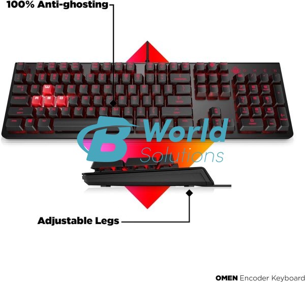 Omen Encoder Customizable Mechanical Gaming Keyboard with Cherry MX Red Keys, Full N-Key Rollover, LED Backlit, USB