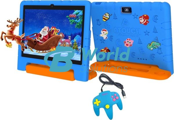 Atouch KT36, 10.1" Inch Android 12 Kids Tablet Dual SIM Wifi, Dual Camera, Zoom App Supported Early Education Tab With Convertible Eva Case Stand And Gamepad, Red