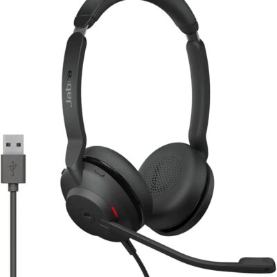 Jabra Evolve2 30 MS Wired Headset USB-A Stereo Black Lightweight Portable Telephone Headset with 2 Built-in Microphones Work Headset with Superior Audio and Reliable Comfort