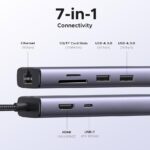 Ugreen CM195 Multifunction 7 in 1 Hub Adapter, USB-C To USB 3.0 (2 port) + USB-C + 4K HDMI + SD & TF Card reader + PD Converter (UG- 15214)