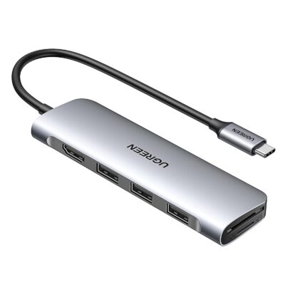UGREEN 6 in 1  Multifunction Adapter, USB-C To 4K HDMI + USB 3.0 A ( 3 Port ) + SD/TF Converter