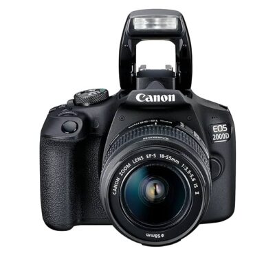 Canon EOS 2000D DSLR 24.1MP Camera with EF-S 18-55mm f/3.5-5.6 IS III Lens Camera cover R-F-3 Camera strap EW-400D LP-E10 Scene Intelligent Auto﻿ 3.0" 920k-Dot LCD Screen 9-Point AF System