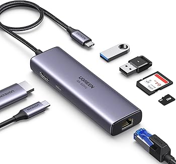 Ugreen CM195 Multifunction 7 in 1 Hub Adapter, USB-C To USB 3.0 (2 port) + USB-C + 4K HDMI + SD & TF Card reader + PD Converter (UG- 15214)