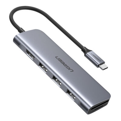 UGREEN 6 in 1 Multifunction Adapter, Type C to USB 3.0 ( 3 Port) + 4K HDMI + SD & TF Card Reader