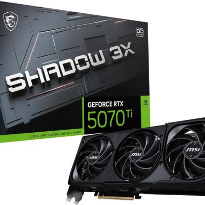 MSI Gaming RTX 5070 TI 16G Shadow 3X OC Graphics Card (16GB GDDR7, 256-bit, Extreme Performance: 2497 MHz, DisplayPort x3 2.1a, HDMI 2.1b, NVIDIA Blackwell Architecture)