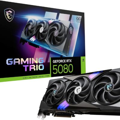 MSI Gaming RTX 5080 16G Gaming Trio OC Graphics Card (16GB GDDR7, 256-bit, Extreme Performance: 2715 MHz, DisplayPort x 3 2.1a, HDMI 2.1b, NVIDIA Blackwell Architecture)