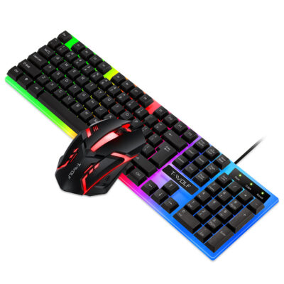 T-Wolf TF230 Wired RGB Keyboard And Mouse Set 104 Keys Mechanical Feel Keyboard