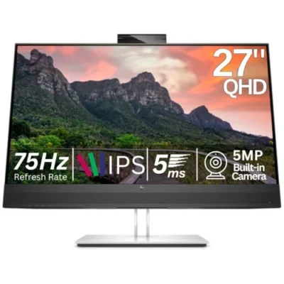 HP E27m G4 27" Class Webcam WQHD LCD Monitor - 16:9 - Black - 27" Viewable - in-Plane Switching (IPS) Technology - 2560 x 1440-300 Nit - 5 ms - Speakers - HDMI - DisplayPort - USB Hub