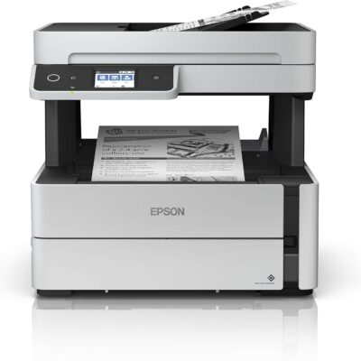 Epson EcoTank M3170 - A4 Wi-Fi Mono Duplex All-in-One Ink Tank Printer with ADF. Print, scan, copy and fax, auto-duplex printing, Wi-Fi & Wi-Fi Direct, Apple Airprint™ and Mopria™ Service, white color