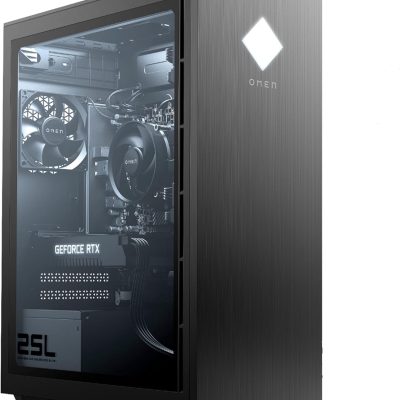 HP OMEN 25L Gaming Desktop PC, Intel Core i7-10700 Octa-Core Processor, RTX 2060 Super, 16GB RAM, 256GB NVMe SSD + 1TB HDD, RGB Air Cooling, DP, HDMI, Wi-Fi 6, Windows 11 Home, Black