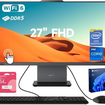 Lenovo ThinkCentre Neo 50a TOUCH  - All-in-one business desktop, 27-inch 100Hz FHD display, Intel Core i7-13620H, 8GB DDR5 RAM, 512GB SSD, webcam, HDMI, Type-C, Wi-Fi 6, wired keyboard and mouse, Windows 11 Pro