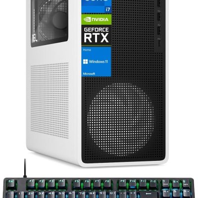 HP OMEN 16L TG03 RTX 5060 Gaming Desktop, Intel Core i7-14700F, NVIDIA RTX 4060, 16GB DDR5 RAM, 1TB SSD, RGB Light Studio & Gaming Hub, W11H,White, Bundle with Thunderobot KG3089R Gaming Keyboard