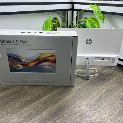 HP Slim & Light Monitor Series 5 524sa with Speakers 94C36AA #ABA (replaces M24fwa) 24-inch FHD IPS Anti-glare 300nm Flicker-Free Display, 1 HDMI, White/Silver (model