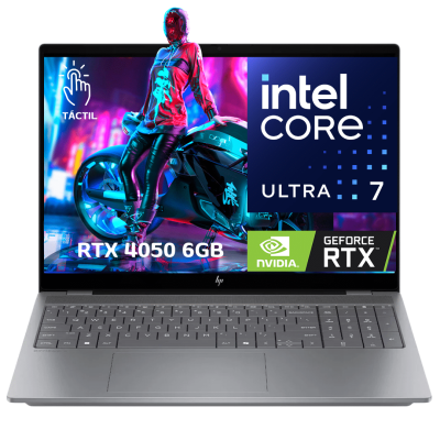 HP OmniBook X 16-aw0033dx Laptop AI PC, 16" 2K UWVA OLED Touch Display, Intel Core Ultra 7 255H, 32GB RAM, 2TB SSD, NVIDIA GeForce RTX 4050 6GB GPU, ENG Keyboard, Win11, Silver |