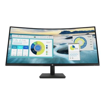 HP P34hc G4 WQHD USB-C Curved Monitor, Integrated Speakers, Height/Tilt Adjustable, Black Color